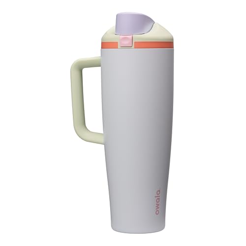 Owala FreeSip Tumbler Stainless Steel Water Bottle 40 oz Beach House | Triple-Layer Insulation | Leak-Proof Lid with Push-Button | Double Threaded Lid for Left and Right-Handed Drinking - color: Beach House, size: 40 Ounces