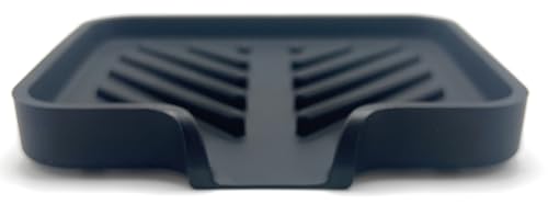 Silicone Soap Dish Tray and Sponge Holder with Drain Chute and Feet | 3-Way Sloped Design | Bathroom and Kitchen Sink Organizer Caddy (Black, 5"x4", 3.5 Ounces) - color: Black, size: 5"x4"