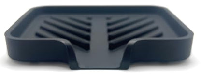 Silicone Soap Dish Tray and Sponge Holder with Drain Chute and Feet | 3-Way Sloped Design | Bathroom and Kitchen Sink Organizer Caddy (Black, 5"x4", 3.5 Ounces) - color: Black, size: 5"x4"
