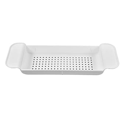 Expandable Bathtub Caddy Tray, PP Material, Adjustable Length, Ideal for Relaxing Baths and Organizing Toiletries (White) - color: White
