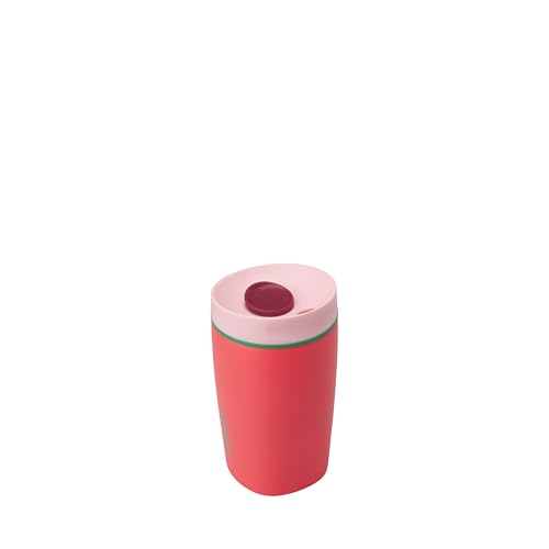 Owala SmoothSip Slider Insulated Stainless Steel Coffee Tumbler, Reusable Iced Coffee Cup, Hot Coffee Travel Mug, BPA Free 12 oz, Pink/Red (Strawberry Fields) - color: Strawberry Fields, size: 12 Ounces, style: No Handle