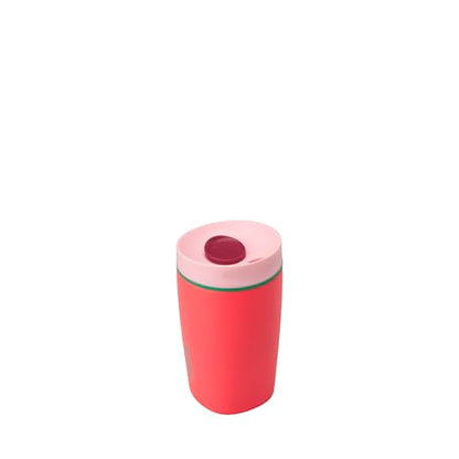 Owala SmoothSip Slider Insulated Stainless Steel Coffee Tumbler, Reusable Iced Coffee Cup, Hot Coffee Travel Mug, BPA Free 12 oz, Pink/Red (Strawberry Fields) - color: Strawberry Fields, size: 12 Ounces, style: No Handle