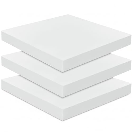 Frienda 3 Pack 2" x 20" x 20" Upholstery High Density Foam Cushion | 2.2 Density 50ild Replacement Square Cut to Size Foam Padding, Seat Couch for Patio Furniture Commercial Dinning Benches - size: 2 x 20 x 20 Inch