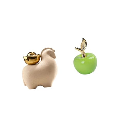Fenteer Mini Animal Statue Ceramic Figurine Sculpture Ornament Artificial Fruit Collectible Art Crafts Unique Shape Suitable for Offices Living Rooms Bedrooms