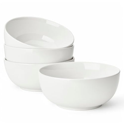 Sweese Ceramic Soup Bowl Set of 4, 29 oz Round Cereal Bowl Stackable Serving Bowl for Salad, Soup, Ramen, Fruit and Family Meals, White - color: White, size: 28 Ounce (Set of 4)