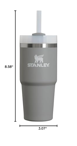 STANLEY Quencher H2.0 Flow State Tumbler, 14 oz, Stone | Straw and 3-Position Lid | Cup Holder Compatible for Travel | Insulated Stainless Steel Cup | BPA-Free - color: Stone, style: Classic