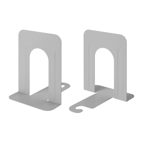 Honagu Bookends, Metal Book Ends, Bookends for Shelves, Book Holder Stopper for Heavy Books, /CDs/DVDs (1 Pair/2 Pieces, Grey) - color: Gray