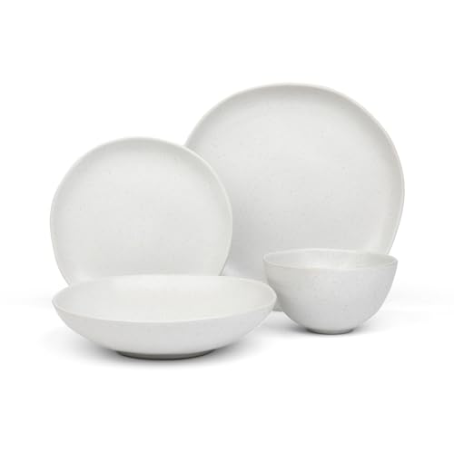 Stoneware Dinnerware Set, 16 Piece, 4 Place Settings, Made in Portugal, Millstone - color: Millstone