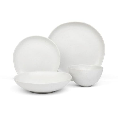 Stoneware Dinnerware Set, 16 Piece, 4 Place Settings, Made in Portugal, Millstone - color: Millstone