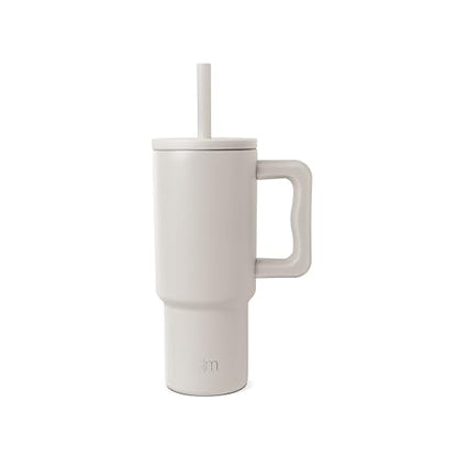 Simple Modern Kids 24 oz Tumbler with Handle and Silicone Straw Lid | Spill Proof and Leak Resistant | Reusable Stainless Steel Bottle | Gift for Kids Boys Girls | Trek Collection | Almond Birch | Trek Kids Water Bottle, Toddler Cup | Insulated Stainless