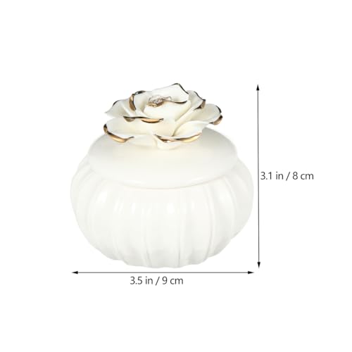 Hemoton Ceramic Jewelry Box with Lid Small Portable Trinket Case for Rings Earrings Necklaces Storage Organizer Suitable for Home Travel and 3.54X3.54X3.14In