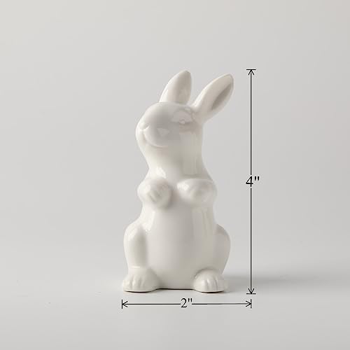 GOODSTART Ceramic Bunny Rabbits Easter Bunny Figurine Porcelain Modern Art Home Decoration, Statues for Spring Home Decor, Easter Decorations Rabbit Figurines