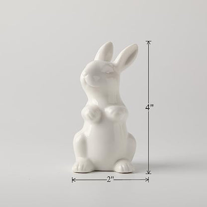 GOODSTART Ceramic Bunny Rabbits Easter Bunny Figurine Porcelain Modern Art Home Decoration, Statues for Spring Home Decor, Easter Decorations Rabbit Figurines