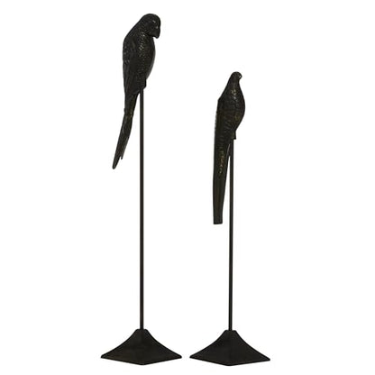 Deco 79 Aluminum Metal Bird Decorative Sculpture Home Decor Statues, Set of 2 Accent Figurines 29", 35"H, Black