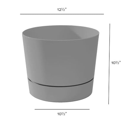 Root & Vessel Majestic Mid-Century Modern Low Profile Cylinder Pot, Matte Gray, 12.5" - color: Matte Gray, size: 12.5-Inch