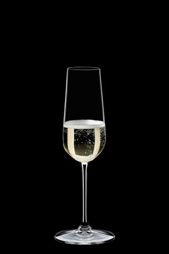 Riedel Champagne Flute - Crystal Glass - 8,454oz (full) - Set of 2-6424/08 - Grape At Premium Sparkling Wine Glass, Dishwasher Safe
