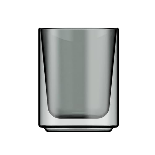 Terra Kaffe Fog Mezzo 8 oz Double-Walled Coffee Glass – Borosilicate Thermal Insulated Stackable Cappuccino & Latte Cup, Heat-Resistant Clear Glassware - color: Fog, size: 8 Ounces