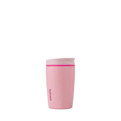 Owala SmoothSip Slider Insulated Stainless Steel Coffee Tumbler, Reusable Iced Coffee Cup, Hot Coffee Travel Mug, BPA Free 12 oz, Pink (Pucker Up) - color: Pucker Up, size: 12 Ounces, style: No Handle