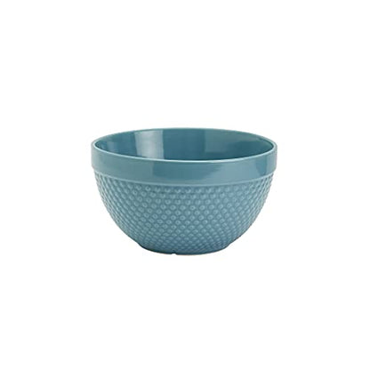 Tabletops Gallery Hobnail Style 4 Piece Blue Storm Stoneware Nesting Mixing Bowl Set for Baking and Cooking - color: BLUE STORM