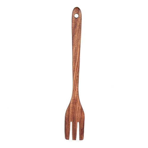 BESTonZON Wooden Serving Fork Long Handle Kitchen Utensil for Salad Mixing Cooking and Serving Ergonomic Wood Fork for Home Kitchens Restaurants Hot Pot Use 8.85In