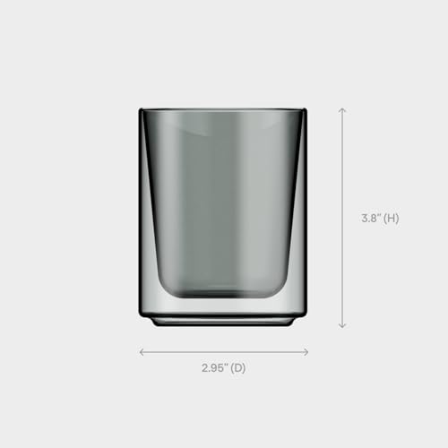 Terra Kaffe Fog Mezzo 8 oz Double-Walled Coffee Glass – Borosilicate Thermal Insulated Stackable Cappuccino & Latte Cup, Heat-Resistant Clear Glassware - color: Fog, size: 8 Ounces