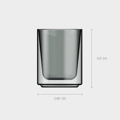 Terra Kaffe Fog Mezzo 8 oz Double-Walled Coffee Glass – Borosilicate Thermal Insulated Stackable Cappuccino & Latte Cup, Heat-Resistant Clear Glassware - color: Fog, size: 8 Ounces