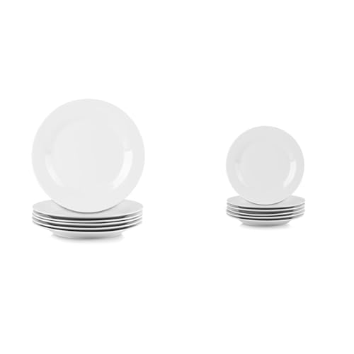 10 Strawberry Street Simply White 10.5" Dinner Plate & 7.5" Salad Plate Sets, 6 pcs each