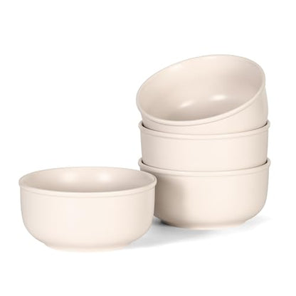 GZG 6-Inch Ceramic Cereal Bowls Set of 4, Cream Mist | Rustic Matte Glazed Stoneware, For Cereal, Soup, Salad & Snacks, 30 oz Capacity, Microwave & Dishwasher Safe - color: Cream Mist, size: 4 pcs Bowl Set
