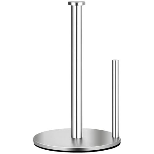 Paper Towel Holder Countertop, OBODING, Stainless Steel Kitchen Paper Towel Holder Stand for Kitchen Organization, Stainless Steel Paper Towel Holders for Standard and Large Rolls (Silver) - color: Silver