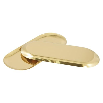 SHEUTSAN 12 Pack Gold Serving Tray, 10x4 Inch Stainless Steel Decorative Oval Gold Platter Tray for Dresser Counter, Jewelry Dish, Organizer