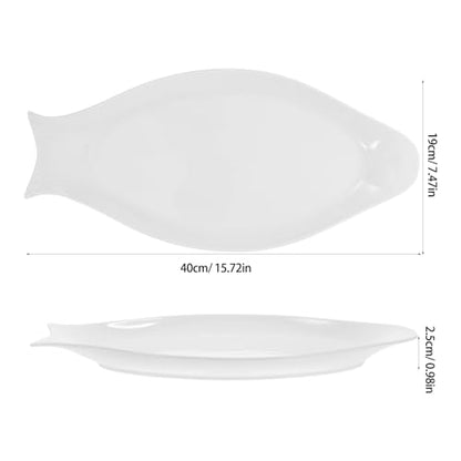 Hemoton Oval Fish Plate Ceramic Steamed Pure White Serving Platter for Kitchen Platters for Serving Food Sushi Rolls Fruit Slices Appetizers 15.74 X 7.48 X 0.98 in - size: 38x18cm