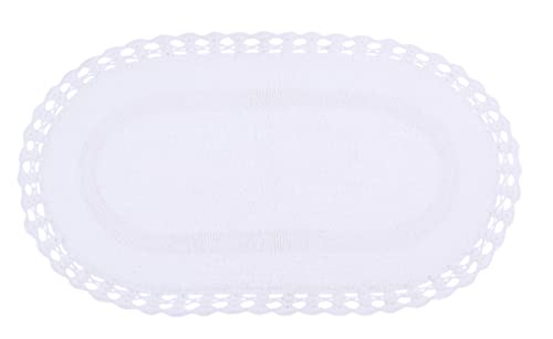 Home Weavers Hampton Crochet Reversible Bathmat 100% Cotton Bathroom Rugs Set, Washable Rug, Extra Soft and Absorbent Bath Rug, Kitchen Mat, Bath Mat Set, Mat Non Slip, 21"x34" Rectangle, White - color: White, size: 1'9" x 2'10" (Oval)