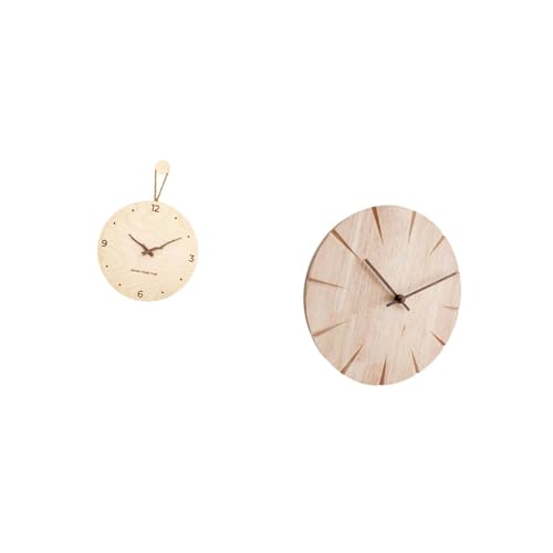 Baoblaze Minimalist Modern Nordic Solid Wood Wall Clock Decorative Hanging Ornament Creative Design Silent Non Ticking Gift for Bedroom Office Home Restaurant