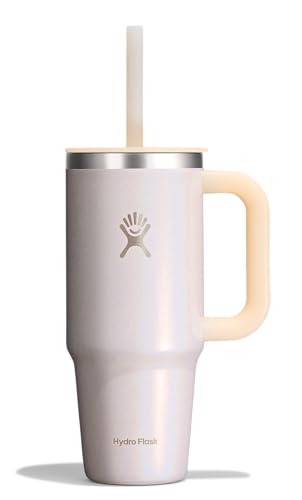 Hydro Flask Travel Tumbler with Handle, Lid and Straw - Insulated Stainless Steel in 24 Oz Glimmer Cream - color: GLIMMER CREAM, size: 24 Ounces
