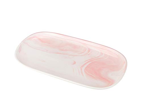 Yedi YCC884, 16" Fine Porcelain 'Marble' Pink Oval Plate, Bone China Platter