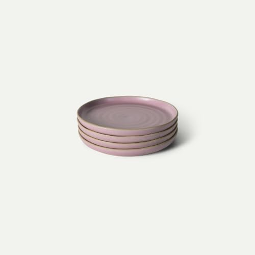 MORA Medium Plates Set of 4, 8.5 inch Ceramic Pottery Salad Plates - Microwave, Oven and Dishwasher Safe - Dawn - color: Dawn