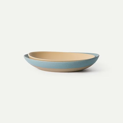MORA Jumbo and Large Serving Dishes Set of 2, 13 inch and 12 inch Ceramic Pottery Oval Platters - Microwave, Oven and Dishwasher Safe - Iris & Merrigold - color: Iris & Merrigold, size: Jumbo & Large