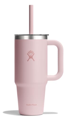 Hydro Flask Travel Tumbler with Handle, Clear Lid and Straw - Insulated Stainless Steel - color: TRILLIUM, size: 24 Ounces