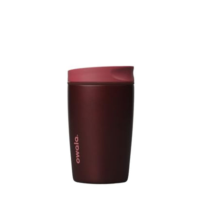 Owala SmoothSip Slider Insulated Stainless Steel Coffee Tumbler, Reusable Iced Coffee Cup, Hot Coffee Travel Mug, BPA Free 12 oz, Black Cherry - color: Black Cherry, size: 12 Ounces, style: No Handle