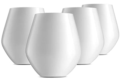 Godinger Wine Glasses, Stemless Wine Glasses, Red Wine Glasses, Drinking Glasses, European Made Stemless Wine Glass - White, 17oz, Set of 4 - color: White