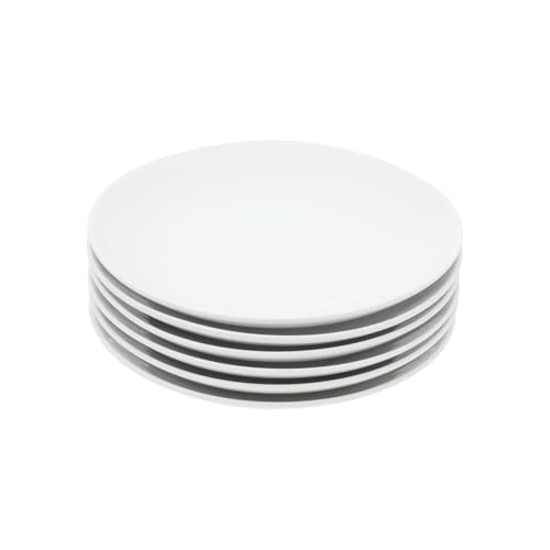 Miicol Ceramic Appetizer Plates Set of 6, White Dessert Plates 8 Inch, Small Dinner Plates, Modern Round Salad Plates, Porcelain Serving Dishes for Snack, Bread, Fruit, Microwave & Dishwasher Safe - color: White