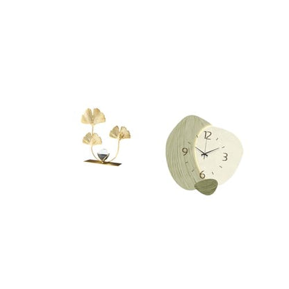 Figurine Statue Metal Flowers Leaf Statue Wall Clock Silent Wall Clock Iron Finish Decorative Ornament Suitable for Dining Room Nurseries Kids