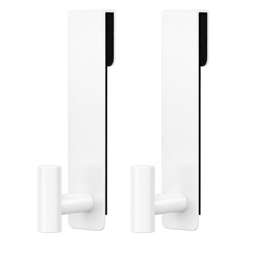 HUFEEOH White 2-Pack T-Shape Door Hooks for 3/8-Inch Glass | Stainless Steel Door Hangers, Tool-Free Placement, Coat and Bath Linen Storage, Bathroom Organization - color: White, size: Fits 3/8" Thick Door - "T" Shape 2 Pack