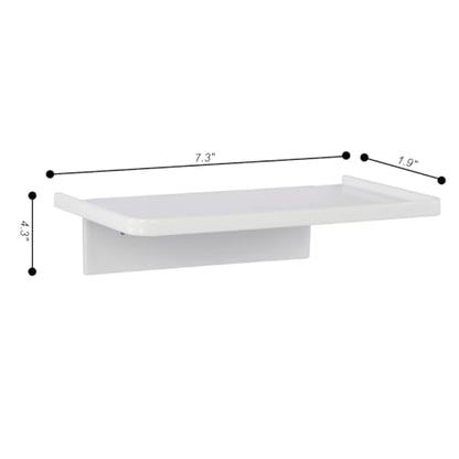 EHKIT Small Floating Shelf Heavy Acrylic Adhesive Stick on Sticky Strips/Nail Screws wall Mount Bathroom Organizer Wipes Phone Glasses Essential Oil Perfume (White) - color: White