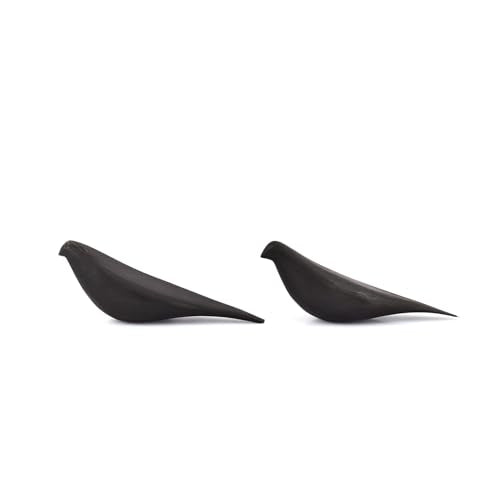 Statues Black Acacia Wood Bird Set of 2 Decorative Sculptures for Home Décor, Modern Black Bird Ornaments for Living Room, Office (8.25'' X 2.5'' X 3.25'')