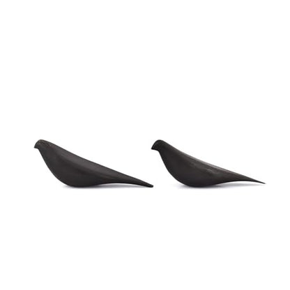 Statues Black Acacia Wood Bird Set of 2 Decorative Sculptures for Home Décor, Modern Black Bird Ornaments for Living Room, Office (8.25'' X 2.5'' X 3.25'')