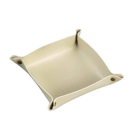 Key Tray Leather Key Holder Bowl for Entryway Table, Key Perfume Jewelry Dish Trays for Entryway Table Home Decoration Porch Ornaments PU Coin Change Watches and Candy Trays (Beige,Small) - color: Beige, size: Small