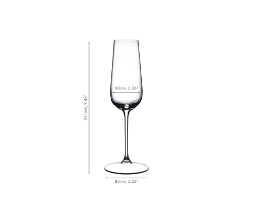 Riedel Champagne Flute - Crystal Glass - 8,454oz (full) - Set of 2-6424/08 - Grape At Premium Sparkling Wine Glass, Dishwasher Safe