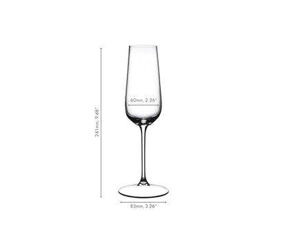 Riedel Champagne Flute - Crystal Glass - 8,454oz (full) - Set of 2-6424/08 - Grape At Premium Sparkling Wine Glass, Dishwasher Safe