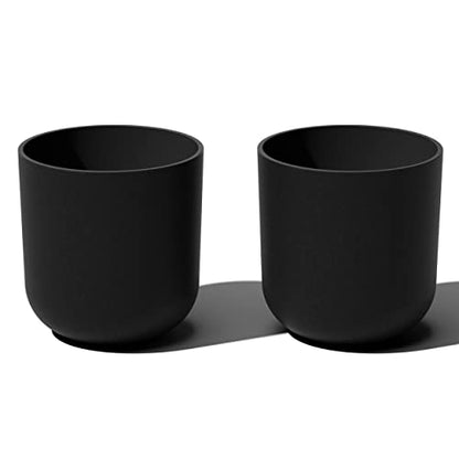 Veradek Round Black Plastic Planter Pots for Indoor/Outdoor Garden Use, with Drainage Holes, Suitable for Small to Large Succulent Plants, Flowers, Modern Interior Plants | Made From a Durable Plastic-Stone Composite With Pre-Drilled Drainage Holes. Moder
